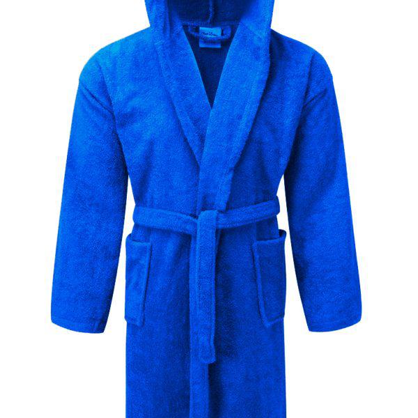 Μπουρνούζι ΚΟΜΒΟΣ Πετσετέ με κουκούλα 400gr/m2 100% Cotton Blue Medium