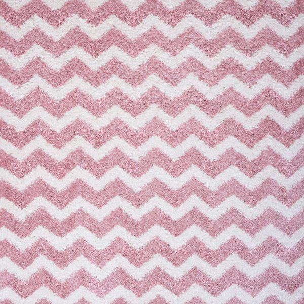 Shaggy παιδικό χαλί Cocoon 8396/55 ροζ με ζικ ζακ ρίγες - ΡΟΤΟΝΤΑ 1,60x1,60 Colore Colori