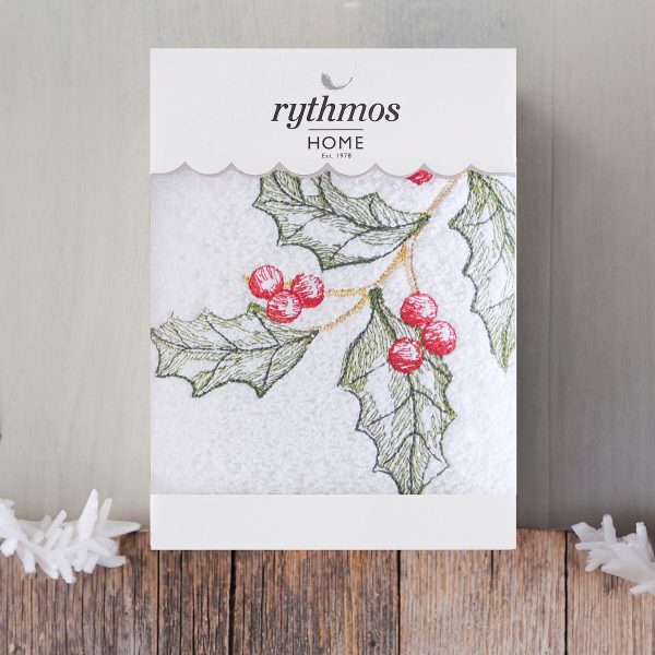 Rythmos Christmas Terry Gift Set (3 Γκι) Προσωπου (50X90) Λευκο