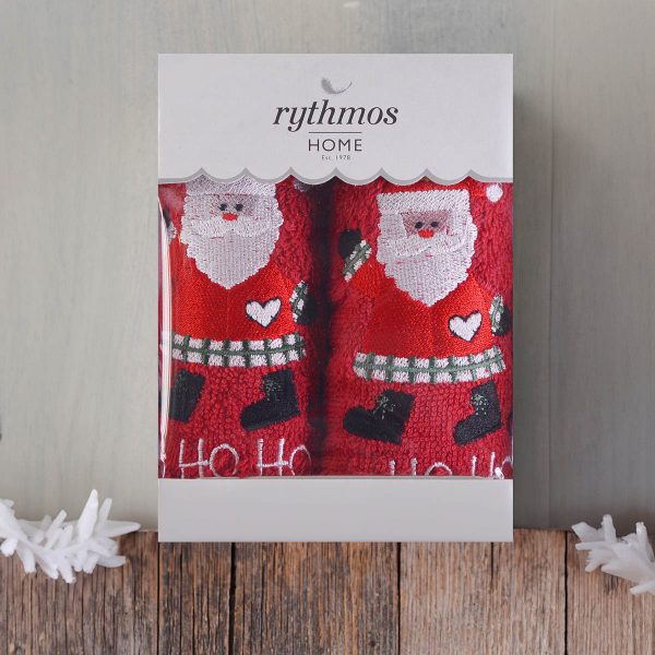 Rythmos Christmas Terry Gift Set (1 Αγιοσ Βασιλησ) Χεριων 2Χ(30Χ50) Κοκκινο-Κοκκινο