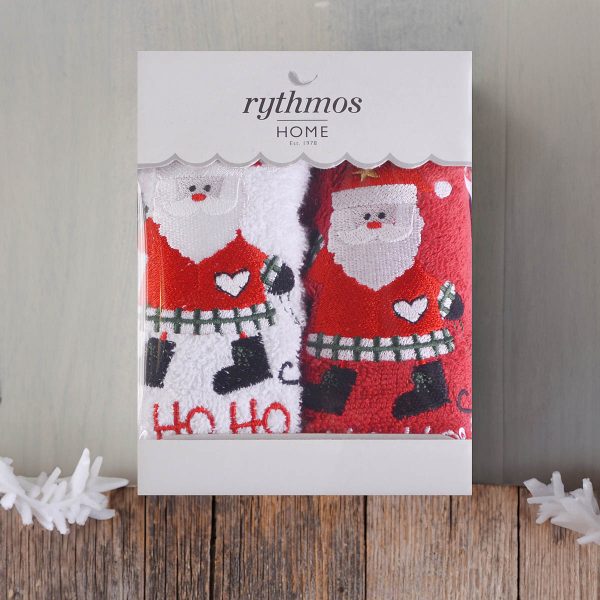 Rythmos Christmas Terry Gift Set (1 Αγιοσ Βασιλησ) Χεριων 2Χ(30Χ50) Κοκκινο-Λευκο