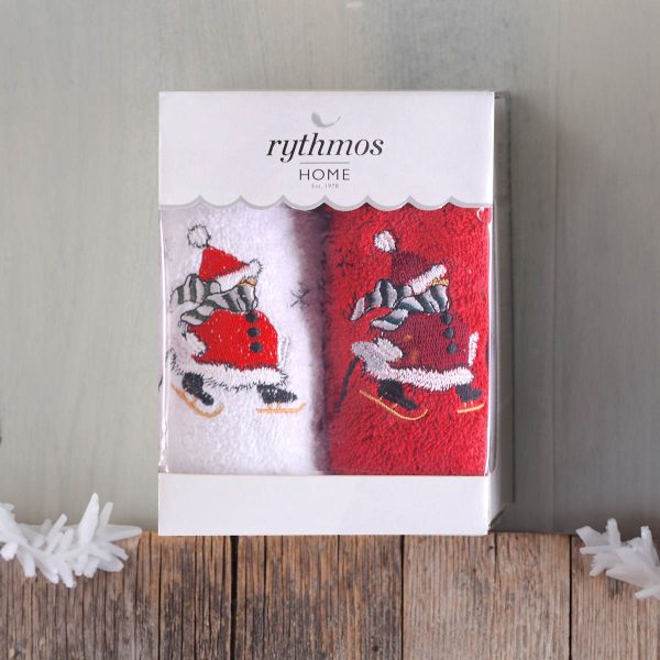 Rythmos Christmas Terry Gift Set (4 Χιονανθρωποσ) Χεριων 2Χ(30Χ50) Κοκκινο-Λευκο